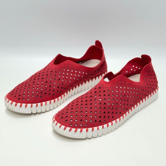 Ilse Jacobsen Tulip Comfort Slip On Shoes Red & White ~ Women's Size 10 (41EU) - Picture 1 of 13